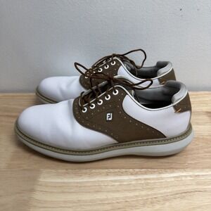FootJoy Traditions Saddle Golf Shoes Mens Size 9M White Leather 57905 Soft Spike